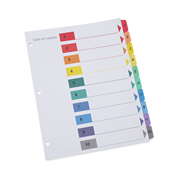 Universal - Deluxe Table of Contents Dividers for Printers, 10-Tab, 1 to 10; Table Of Contents, 11 x 8.5, White, 6 Sets