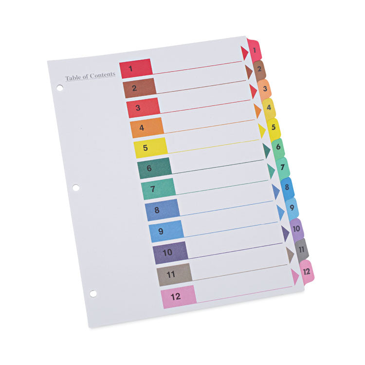 Universal - Deluxe Table of Contents Dividers for Printers, 12-Tab, 1 to 12; Table Of Contents, 11 x 8.5, White, 6 Sets