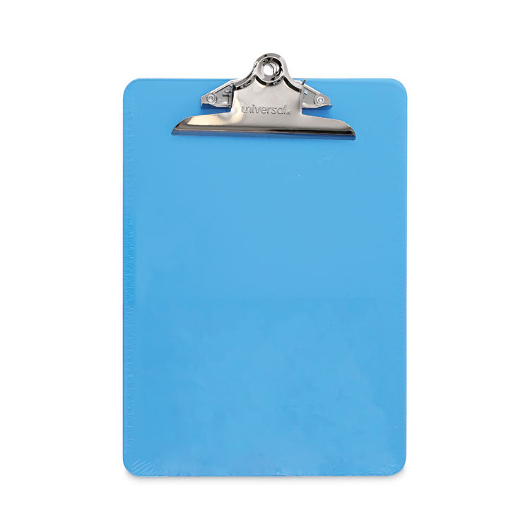 Universal - Plastic Clipboard with High Capacity Clip, 1.25" Clip Capacity, Holds 8.5 x 11 Sheets, Translucent Blue