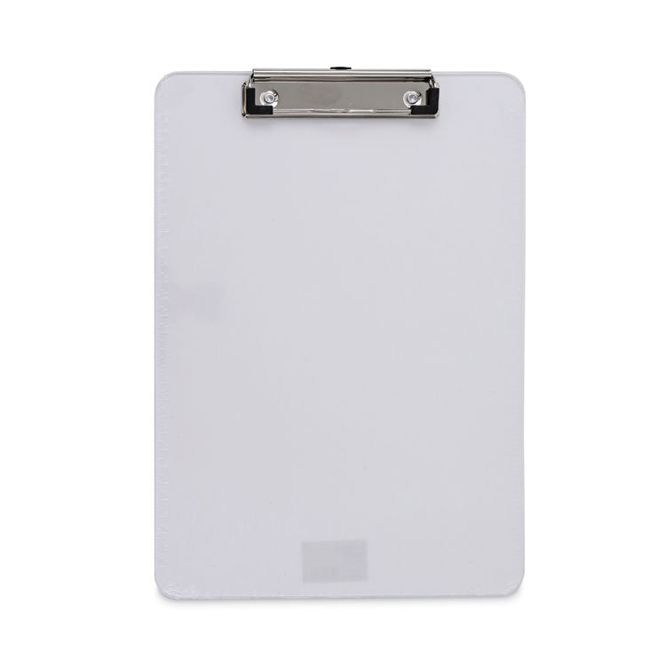 Universal - Plastic Clipboard with Low Profile Clip, 0.5" Clip Capacity, Holds 8.5 x 11 Sheets, Clear