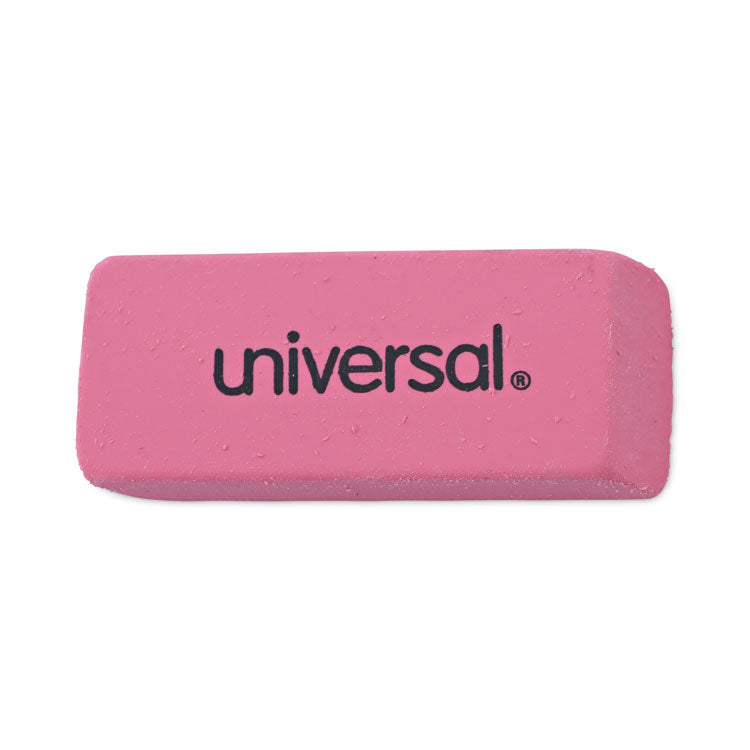 Universal - Bevel Block Erasers, For Pencil Marks, Slanted-Edge Rectangular Block, Large, Pink, 20/Pack