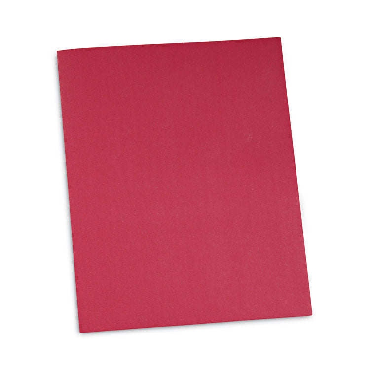 Universal - Two-Pocket Portfolio, Embossed Leather Grain Paper, 11 x 8.5, Red, 25/Box