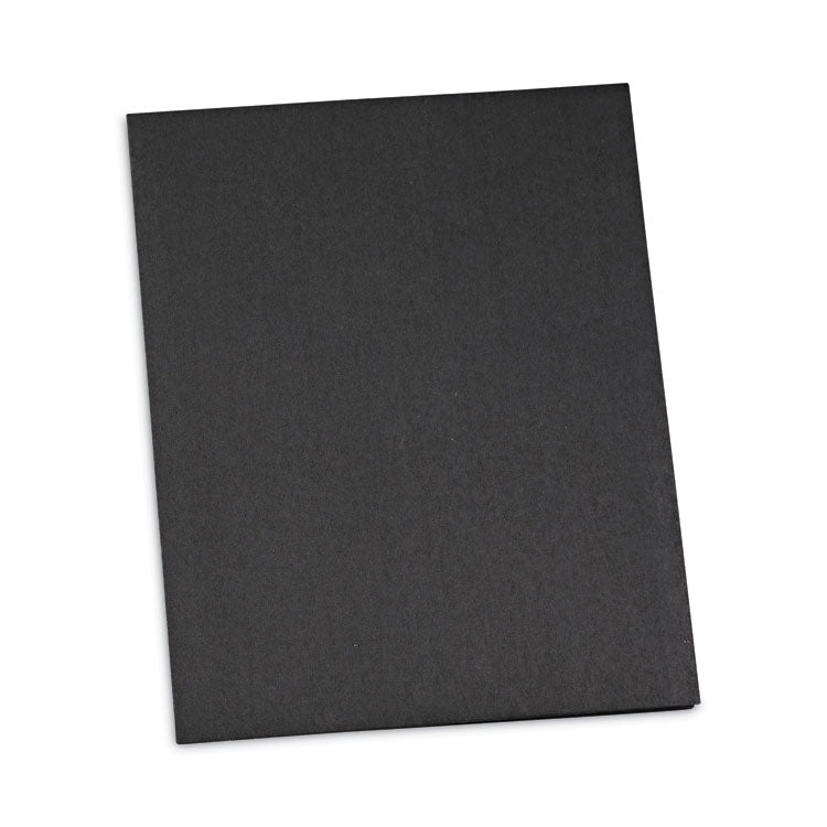 Universal - Two-Pocket Portfolio, Embossed Leather Grain Paper, 11 x 8.5, Black, 25/Box