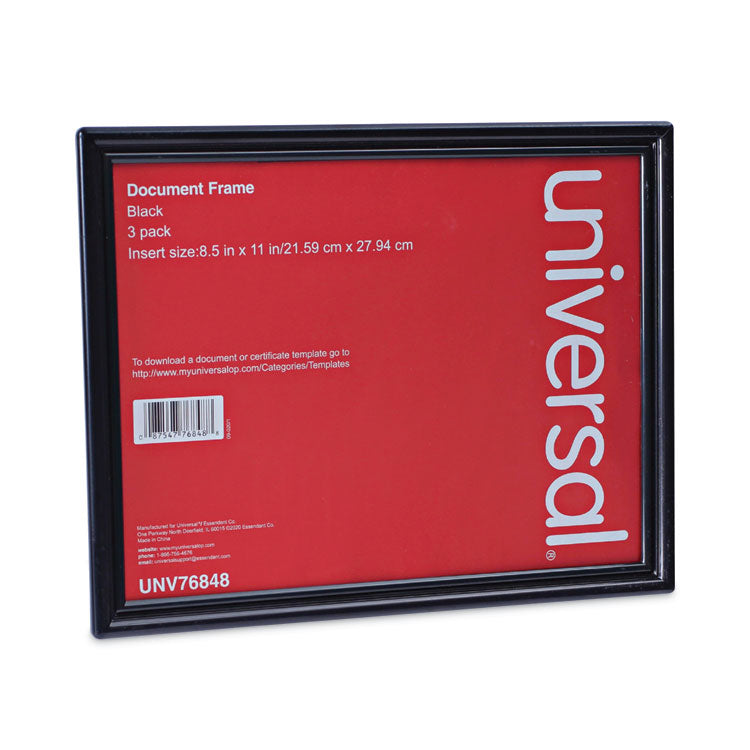 Universal - All Purpose Document Frame, 8.5 x 11 Insert, Black, 3/Pack