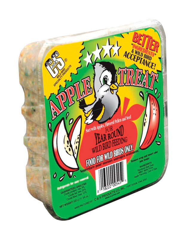 C&S PRODUCTS - C&S Products Apple Treat Assorted Species Beef Suet Wild Bird Food 11.75 oz - Case of 12