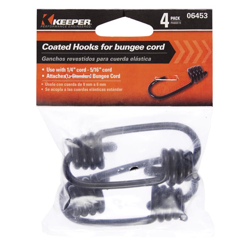 KEEPER - Keeper Black Bungee Cord Hooks 3 in. L X 1/4 to 5/16 in. 4 pk