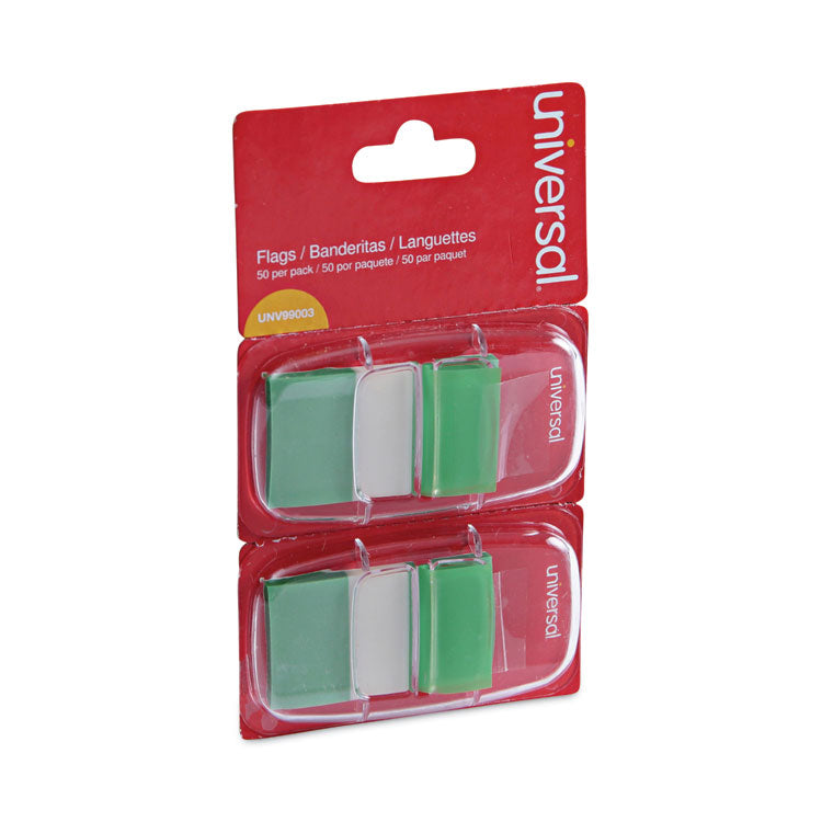 Universal - Page Flags, Green, 50 Flags/Dispenser, 2 Dispensers/Pack