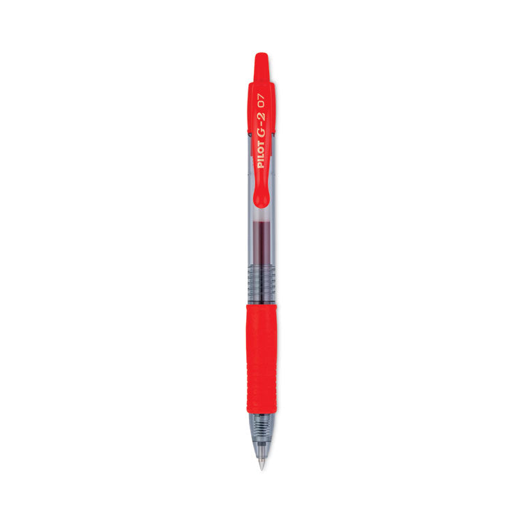 Pilot - G2 Premium Gel Pen, Retractable, Fine 0.7 mm, Red Ink, Smoke Barrel, Dozen