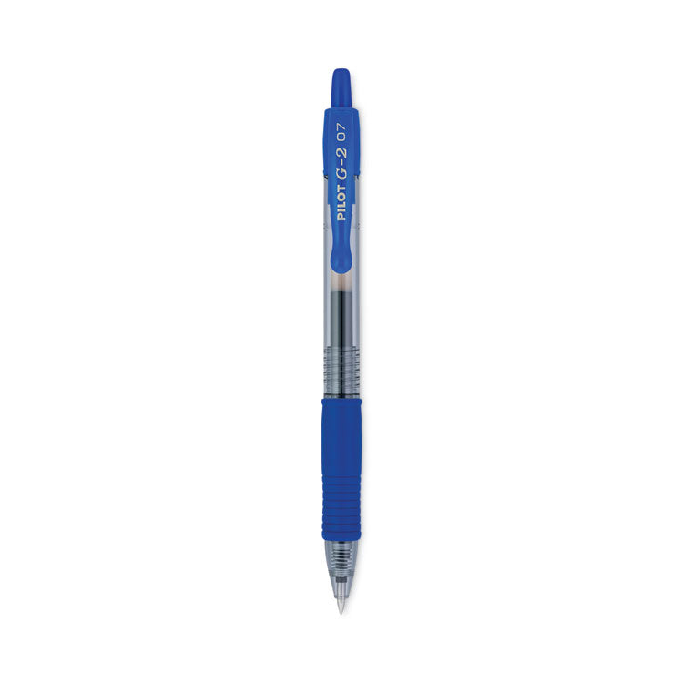 Pilot - G2 Premium Gel Pen, Retractable, Fine 0.7 mm, Blue Ink, Smoke Barrel, 12/Pack