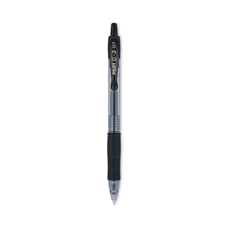 Pilot - G2 Premium Gel Pen, Retractable, Fine 0.7 mm, Black Ink, Smoke Barrel, Dozen