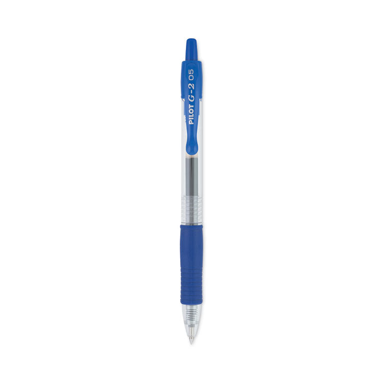 Pilot - G2 Premium Gel Pen, Retractable, Extra-Fine 0.5 mm, Blue Ink, Smoke Barrel, Dozen