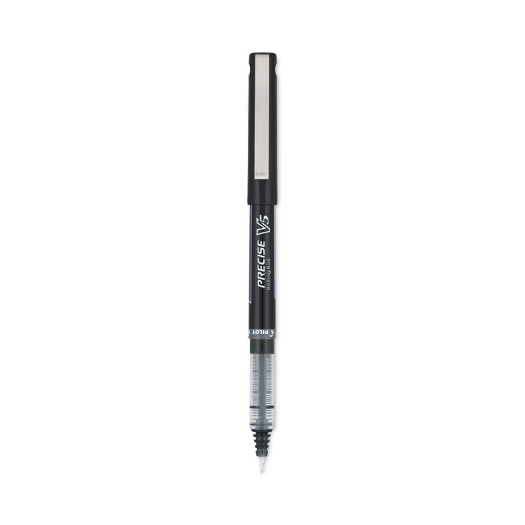 Pilot - Precise V5 Roller Ball Pen, Stick, Extra-Fine 0.5 mm, Black Ink, Black Barrel, Dozen