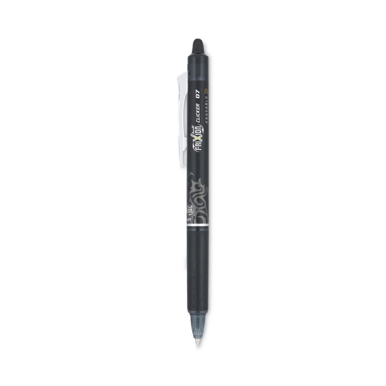 Pilot - FriXion Clicker Erasable Gel Pen, Retractable, Fine 0.7 mm, Black Ink, Black Barrel