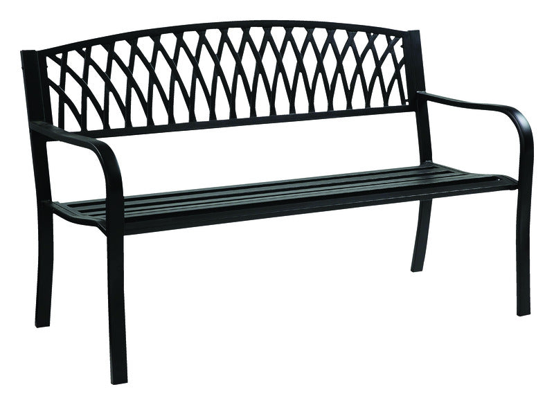 LIVING ACCENTS - Living Accents Black Cast Iron Grass Back Park Bench 33.46 in. H X 50 in. L X 23.62 in. D