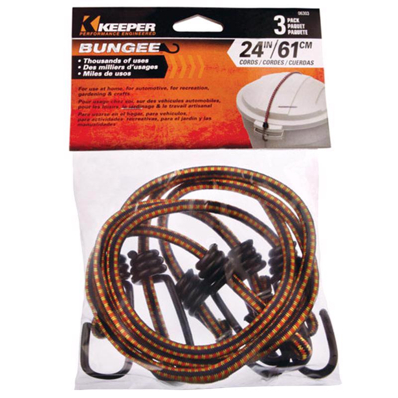 KEEPER - Keeper Multicolored Bungee Cord 24 in. L X 0.315 in. 3 pk - Case of 6