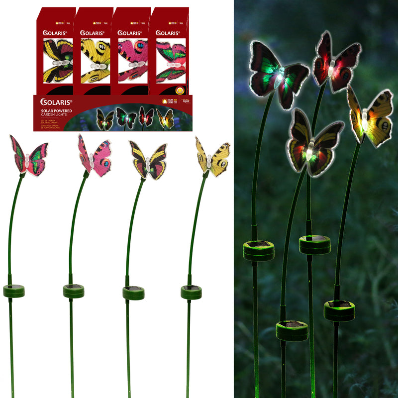 ALPINE - Alpine Assorted Plastic 24 in. H Butterfly Solar Garden Stake - Case of 16