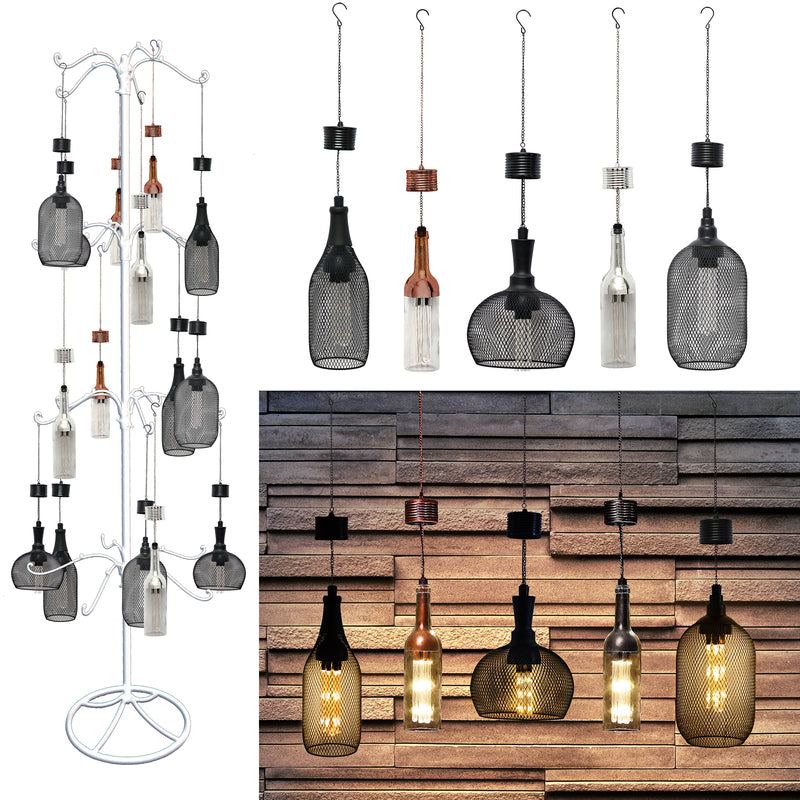 ALPINE - Alpine Assorted Glass 13 in. H Hanging LED Bulb Outdoor Solar Decor - Case of 15