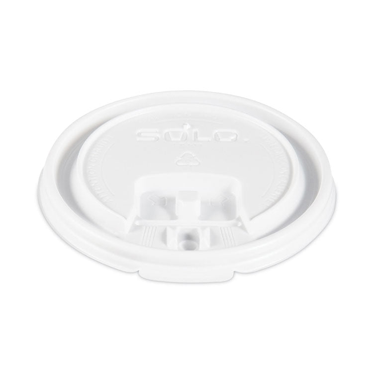 Dart - Lift Back and Lock Tab Cup Lids, Fits 8 oz Cups, White, 100/Sleeve, 10 Sleeves/Carton