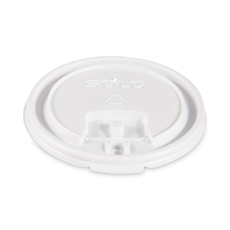 Dart - Lift Back and Lock Tab Cup Lids, Fits 10 oz Cups, White, 100/Sleeve, 10 Sleeves/Carton