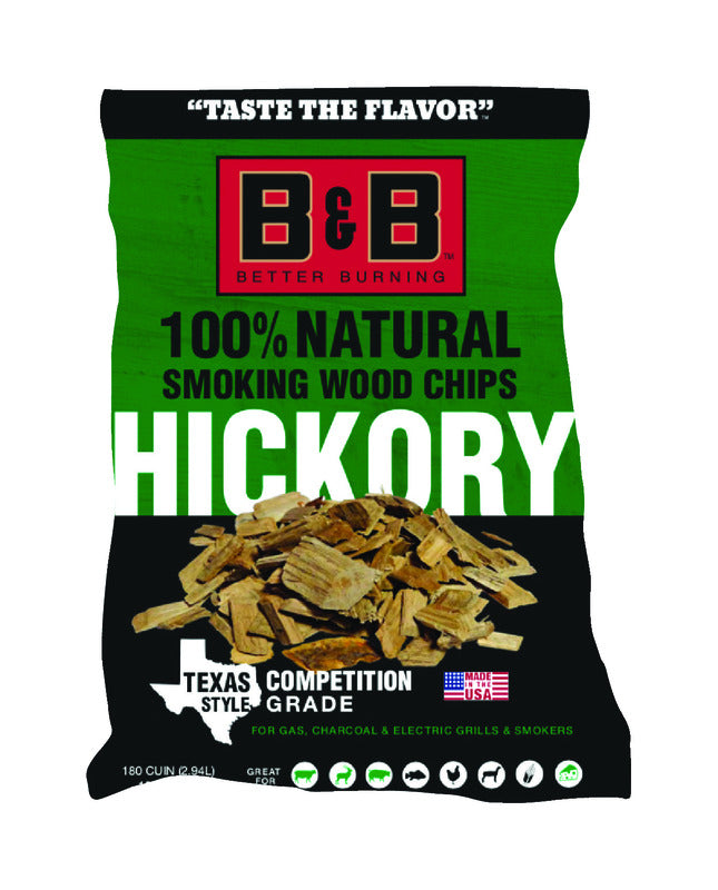 B&B CHARCOAL - B&B Charcoal All Natural Hickory Wood Smoking Chips 180 cu in