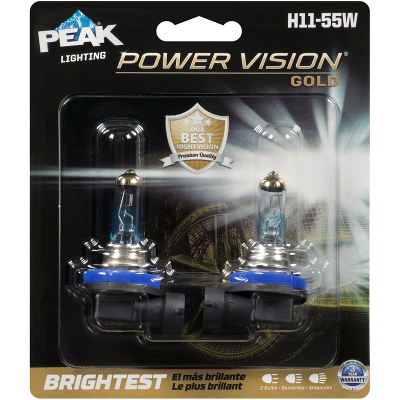 PEAK - Peak Power Vision Gold Halogen High/Low Beam Automotive Bulb H11-55W