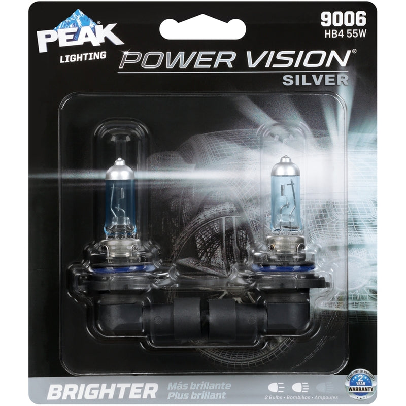 PEAK - Peak Power Vision Silver Halogen High/Low Beam Automotive Bulb 9006 HB4 55W