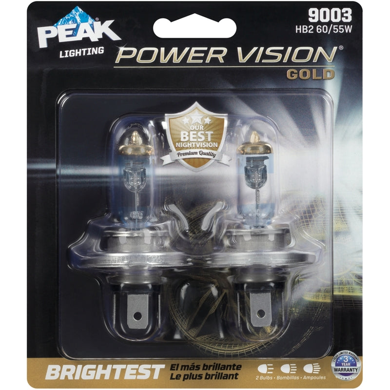 PEAK - Peak Power Vision Halogen High/Low Beam Automotive Bulb 9003 HB2 60/55W [9003PVG-2BPP]