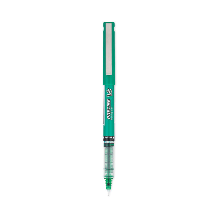 Pilot - Precise V5 Roller Ball Pen, Stick, Extra-Fine 0.5 mm, Green Ink, Green Barrel, Dozen