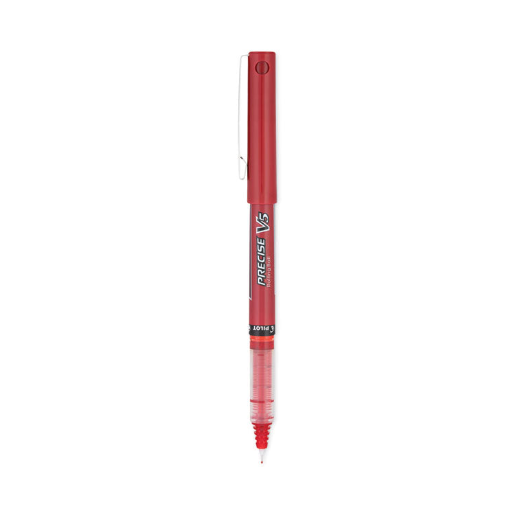 Pilot - Precise V5 Roller Ball Pen, Stick, Extra-Fine 0.5 mm, Red Ink, Red Barrel, Dozen