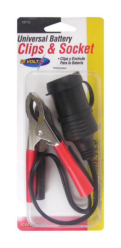 CUSTOM ACCESSORIES - Custom Accessories 12 V Black Universal Battery Clips and Socket 1 pk