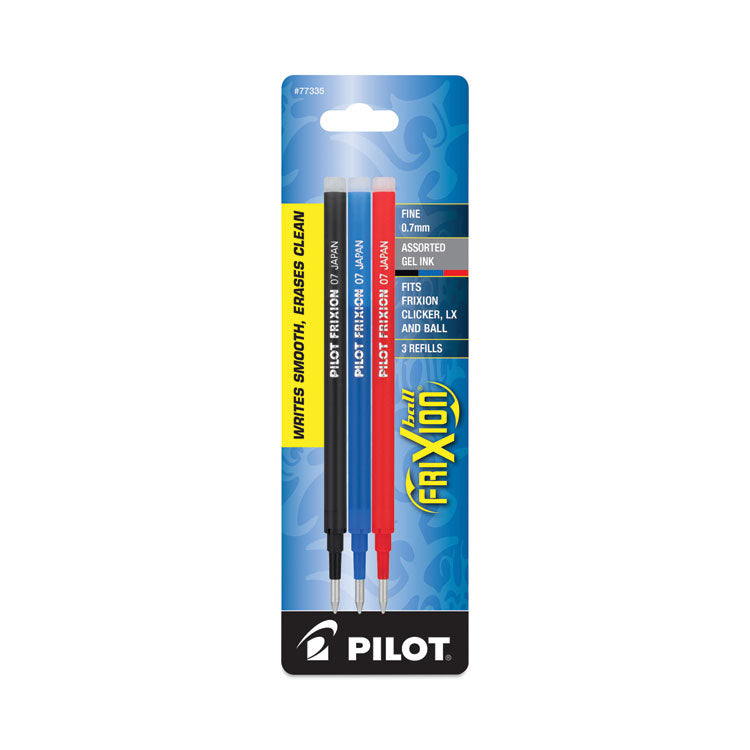 Pilot - Refill for Pilot FriXion Erasable, FriXion Ball, FriXion Clicker and FriXion LX Gel Ink Pens, Fine Tip, Assorted Ink, 3/Pack (9035411)