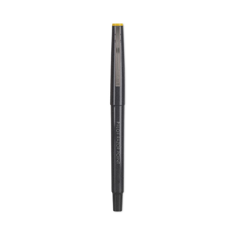 Pilot - Razor Point Fine Line Porous Point Pen, Stick, Extra-Fine 0.3 mm, Black Ink, Black Barrel, Dozen