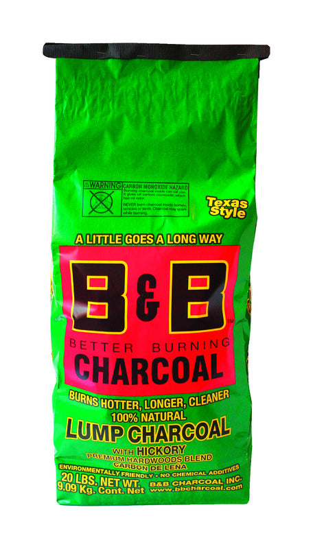 B&B HICKORY LUMP CHARCOAL - B&B Charcoal All Natural Hickory Lump Charcoal 20 lb