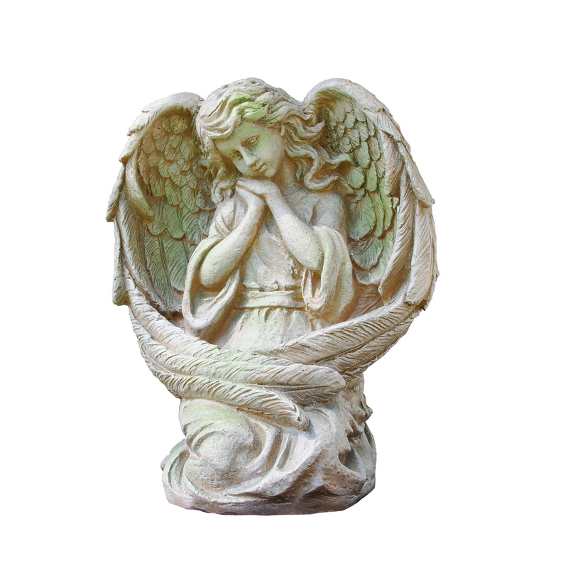 ALPINE - Alpine Polyresin Stone 19 in. Guardian Angel Garden Statue