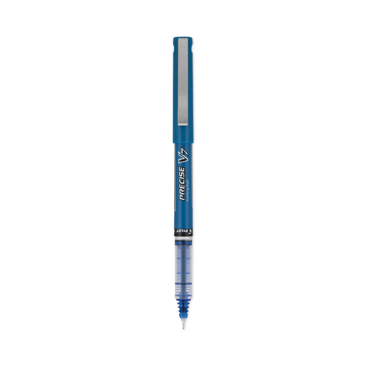 Pilot - Precise V7 Roller Ball Pen, Stick, Fine 0.7 mm, Blue Ink, Blue Barrel, Dozen