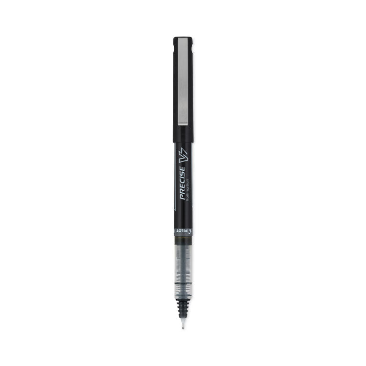 Pilot - Precise V7 Roller Ball Pen, Stick, Fine 0.7 mm, Black Ink, Black Barrel, Dozen