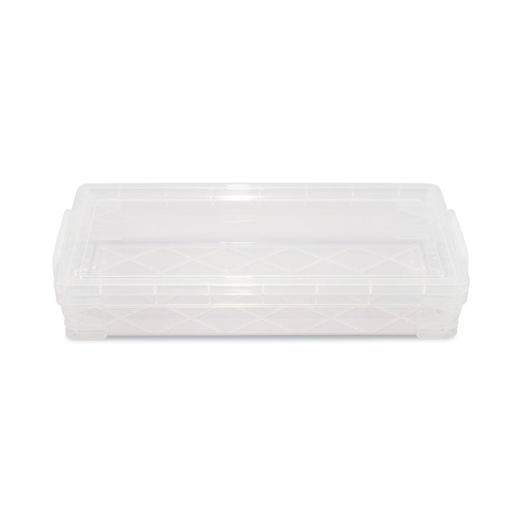 Advantus - Super Stacker Pencil Box, Plastic, 8.25 x 3.75 x 1.5, Clear