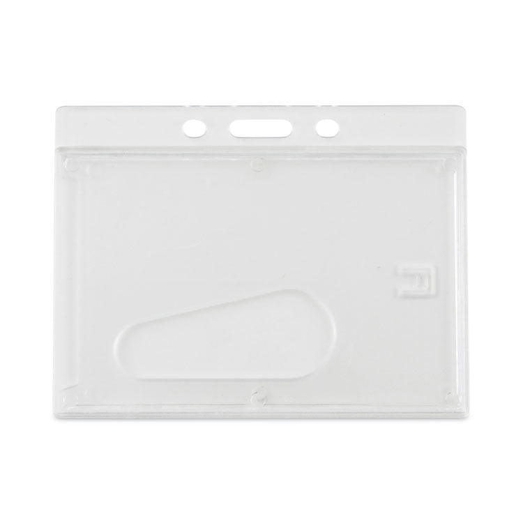 Advantus - Frosted One-Card Rigid Badge Holders, Horizontal, Frosted 3.68" x 2.75" Holder, 3.38" x 2.13" Insert, 25/Box