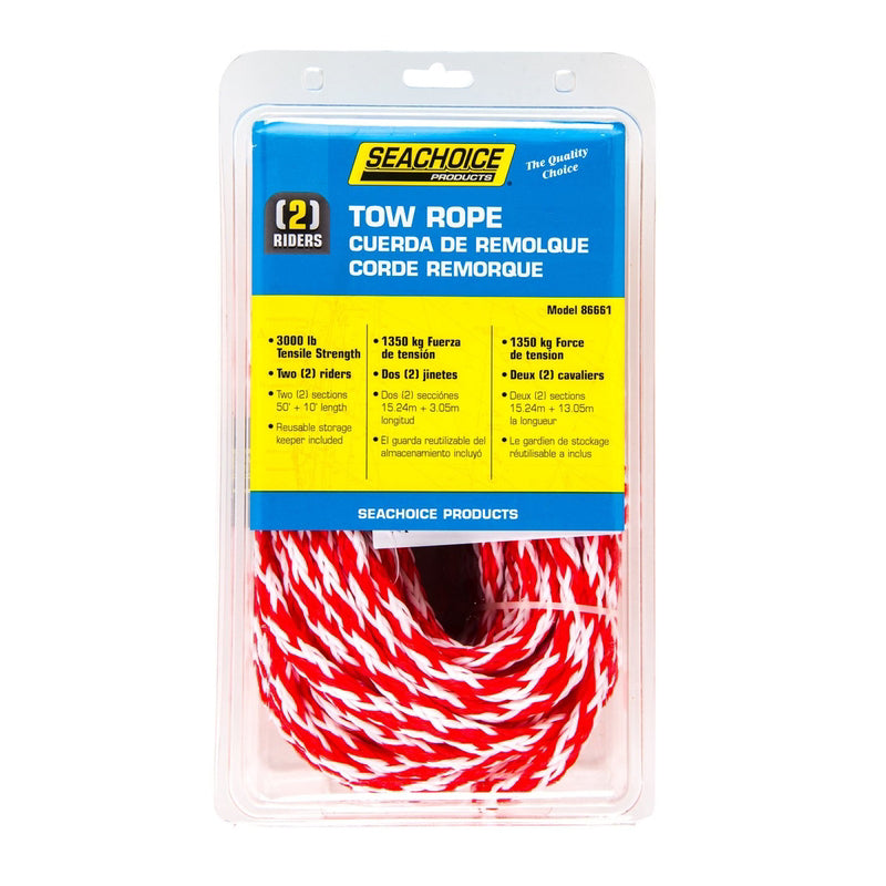 SEACHOICE - Seachoice 60 ft. L Red/White Braided Polypropylene Tow Rope