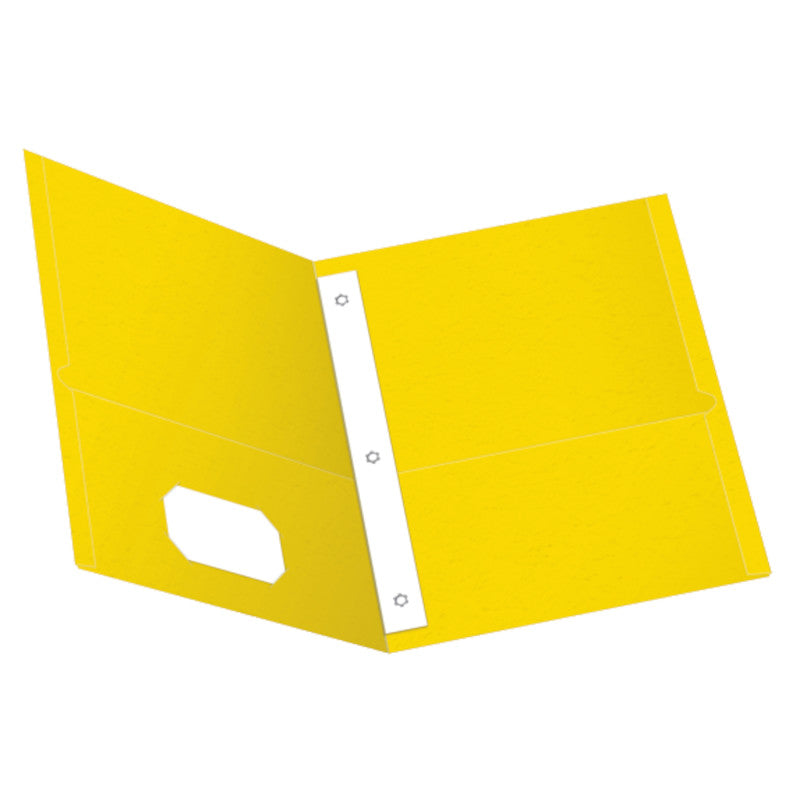 OXFORD - Twin Pocket Folders with Fasteners, Letter Size, Yellow, Box of 25