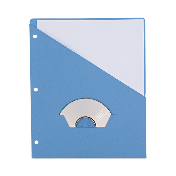 Universal - Slash-Cut Pockets for Three-Ring Binders, Jacket, Letter, 11 Pt., Blue, 10/Pack