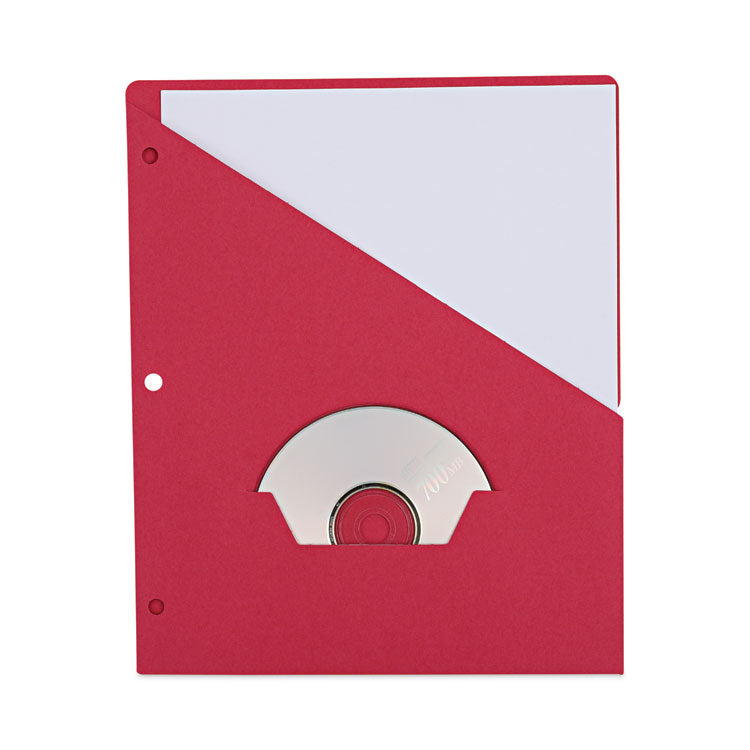 Universal - Slash-Cut Pockets for Three-Ring Binders, Jacket, Letter, 11 Pt., 8.5 x 11, Red, 10/Pack