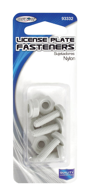 CUSTOM ACCESSORIES - Custom Accessories White Nylon License Plate Fasteners - Case of 12
