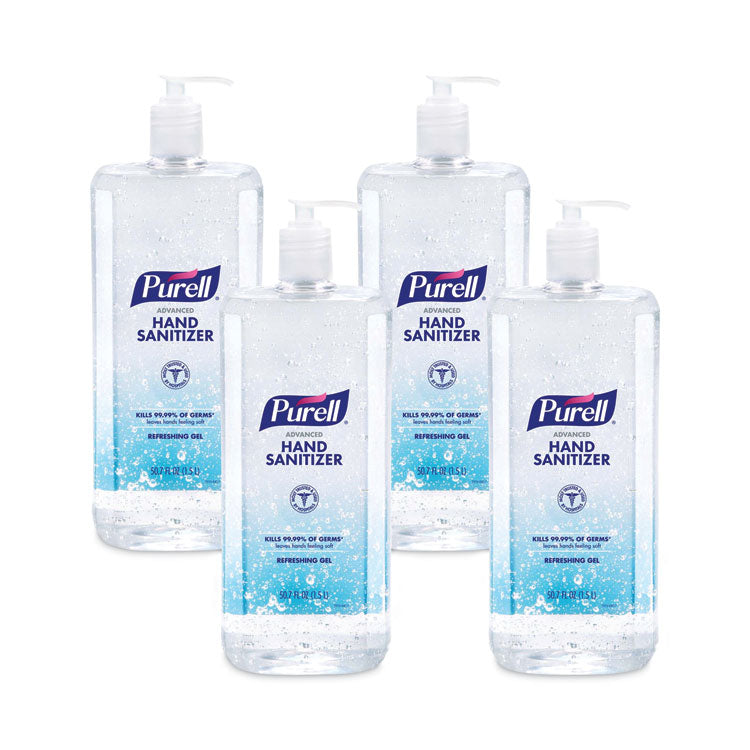 PURELL - Advanced Refreshing Gel Hand Sanitizer, Clean Scent, 1.5 L Pump Bottle, 4/Carton