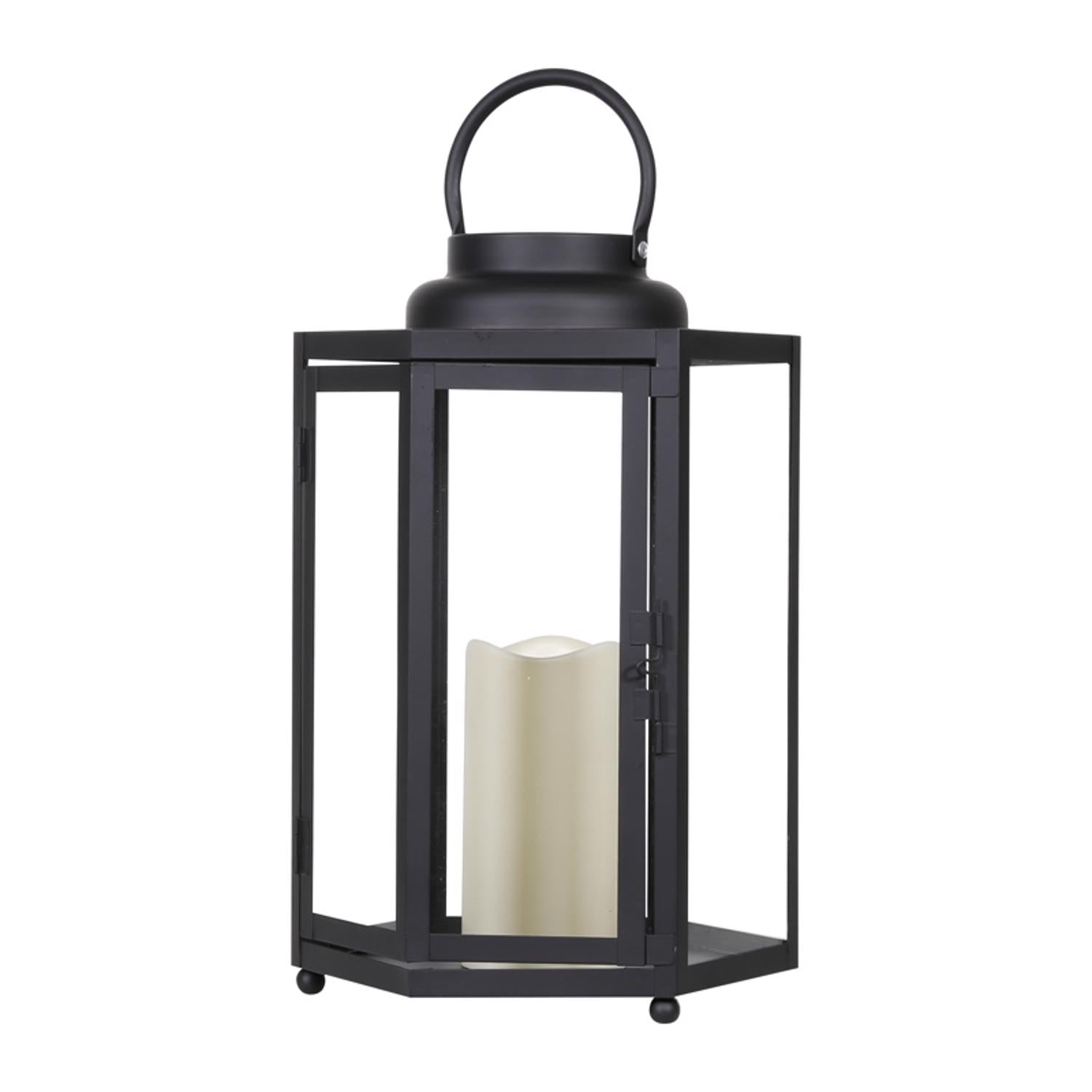 Alpine 14 in. Glass/Plastic Decorative Black Flameless Lantern - Case of 2
