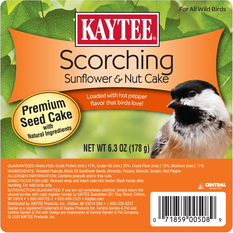 KAYTEE - Kaytee Scorching Wild Bird Roasted Peanuts Seed and Nut Cake 6.3 oz - Case of 12