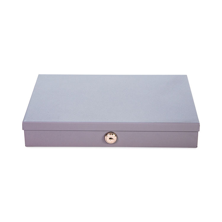 CONTROLTEK - Heavy Duty Low Profile Cash Box, 6 Compartments, 11.5 x 8.2 x 2.2, Gray