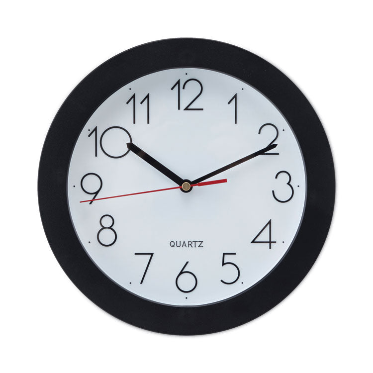 Universal - Bold Round Wall Clock, 9.75" Overall Diameter, Black Case, 1 AA (sold separately)