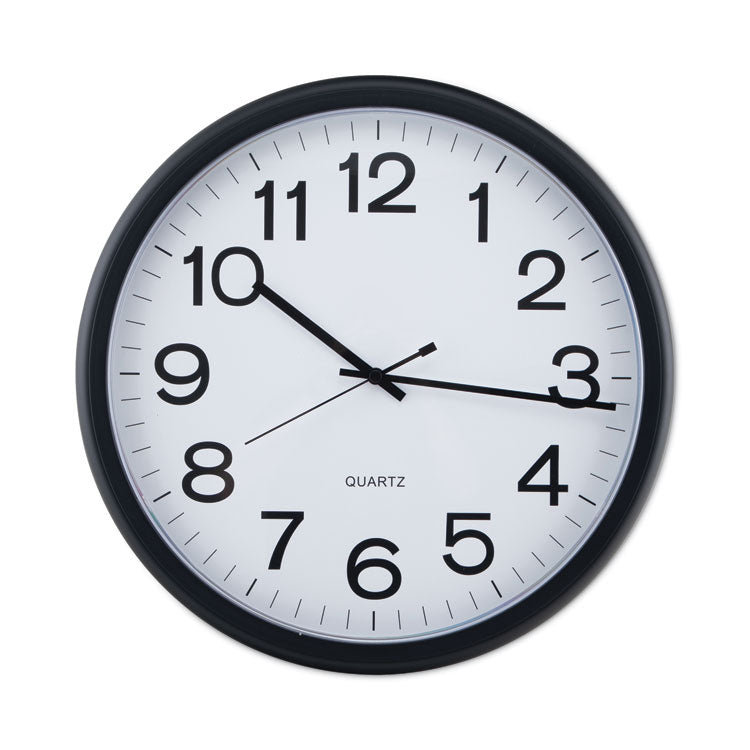 Universal - Round Wall Clock, 13.5" Overall Diameter, Black Case, 1 AA (sold separately)