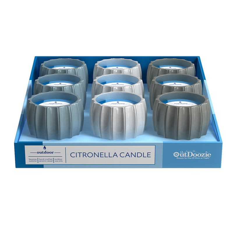 OUTDOOZIE - Outdoozie Assorted Ceramic 4 in. H Contour Citronella Candle - Case of 9